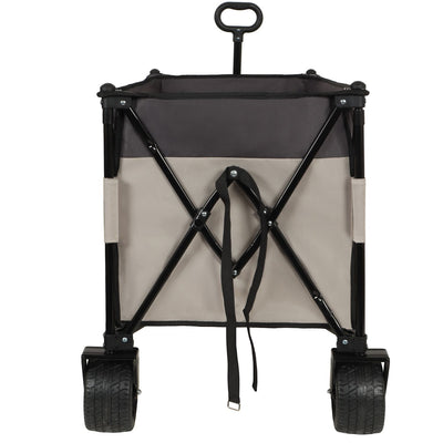 Extra large 300L Tall Heavy-Duty Folding Wagon Cart with 480lbs Capacity – All-Terrain Wheels, Side Pockets, Brakes & Drink Holders for Camping, Beach, Sports, Gardening, khaki- Gray