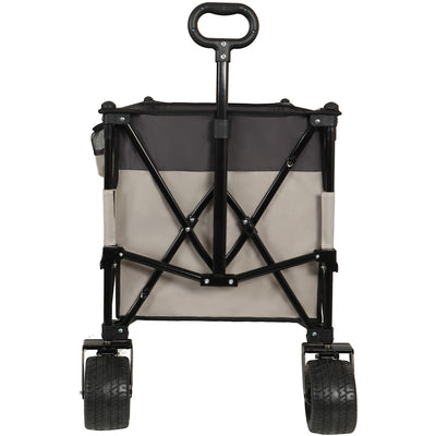 Extra large 300L Tall Heavy-Duty Folding Wagon Cart with 480lbs Capacity – All-Terrain Wheels, Side Pockets, Brakes & Drink Holders for Camping, Beach, Sports, Gardening, khaki- Gray
