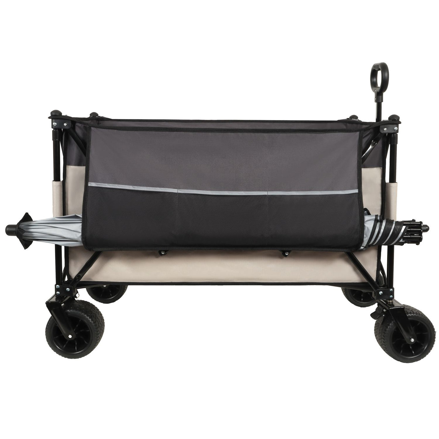 Extra large 300L Tall Heavy-Duty Folding Wagon Cart with 480lbs Capacity – All-Terrain Wheels, Side Pockets, Brakes & Drink Holders for Camping, Beach, Sports, Gardening, khaki- Gray