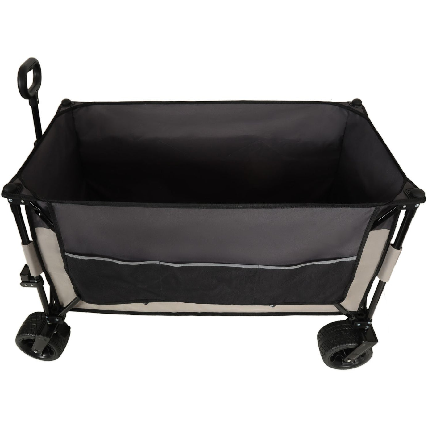 Extra large 300L Tall Heavy-Duty Folding Wagon Cart with 480lbs Capacity – All-Terrain Wheels, Side Pockets, Brakes & Drink Holders for Camping, Beach, Sports, Gardening, khaki- Gray