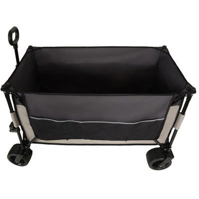Extra large 300L Tall Heavy-Duty Folding Wagon Cart with 480lbs Capacity – All-Terrain Wheels, Side Pockets, Brakes & Drink Holders for Camping, Beach, Sports, Gardening, khaki- Gray