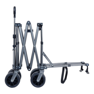 Collapsible Folding Wagon 300L,49" Extra Long Collapsible Wagon with Tailgate, All-Terrain 7"x 4" Big Wheels,Beach Wagon Cart Heavy Duty 400LBS Foldable Foldable Beach Wagon for Garden Sports Camping