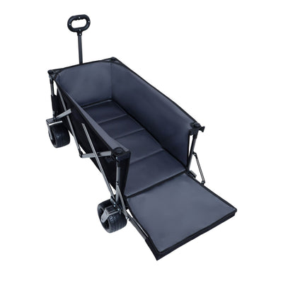 Collapsible Folding Wagon 300L,49" Extra Long Collapsible Wagon with Tailgate, All-Terrain 7"x 4" Big Wheels,Beach Wagon Cart Heavy Duty 400LBS Foldable Foldable Beach Wagon for Garden Sports Camping