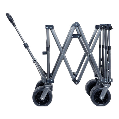 Collapsible Folding Wagon 300L,49" Extra Long Collapsible Wagon with Tailgate, All-Terrain 7"x 4" Big Wheels,Beach Wagon Cart Heavy Duty 400LBS Foldable Foldable Beach Wagon for Garden Sports Camping