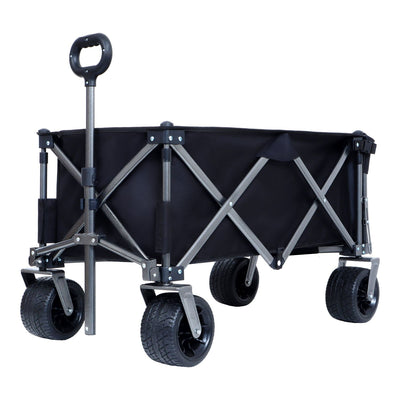 Collapsible Folding Wagon 300L,49" Extra Long Collapsible Wagon with Tailgate, All-Terrain 7"x 4" Big Wheels,Beach Wagon Cart Heavy Duty 400LBS Foldable Foldable Beach Wagon for Garden Sports Camping