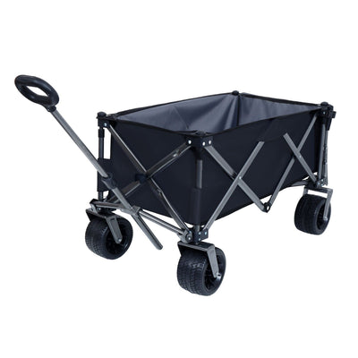 Collapsible Folding Wagon 300L,49" Extra Long Collapsible Wagon with Tailgate, All-Terrain 7"x 4" Big Wheels,Beach Wagon Cart Heavy Duty 400LBS Foldable Foldable Beach Wagon for Garden Sports Camping