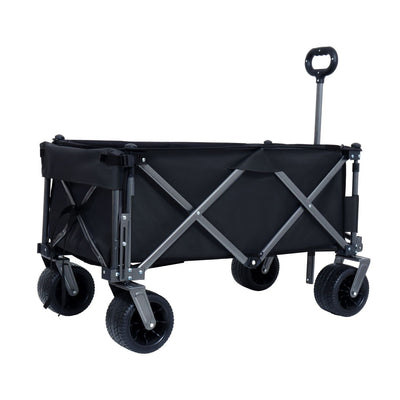 Collapsible Folding Wagon 300L,49" Extra Long Collapsible Wagon with Tailgate, All-Terrain 7"x 4" Big Wheels,Beach Wagon Cart Heavy Duty 400LBS Foldable Foldable Beach Wagon for Garden Sports Camping