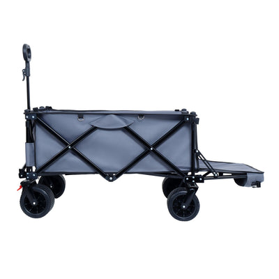 Foldable Wagon with Extended Tailgate, Extra Long Extender Wagon Cart,Beach Wagon Cart Heavy Duty 400LBS with Large All-Terrain Beach Wheels