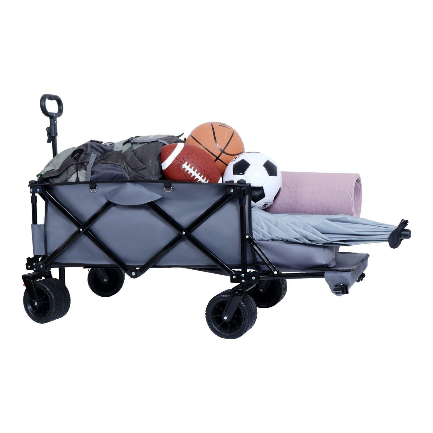 Foldable Wagon with Extended Tailgate, Extra Long Extender Wagon Cart,Beach Wagon Cart Heavy Duty 400LBS with Large All-Terrain Beach Wheels
