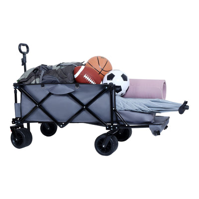 Foldable Wagon with Extended Tailgate, Extra Long Extender Wagon Cart,Beach Wagon Cart Heavy Duty 400LBS with Large All-Terrain Beach Wheels