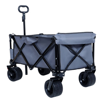 Foldable Wagon with Extended Tailgate, Extra Long Extender Wagon Cart,Beach Wagon Cart Heavy Duty 400LBS with Large All-Terrain Beach Wheels