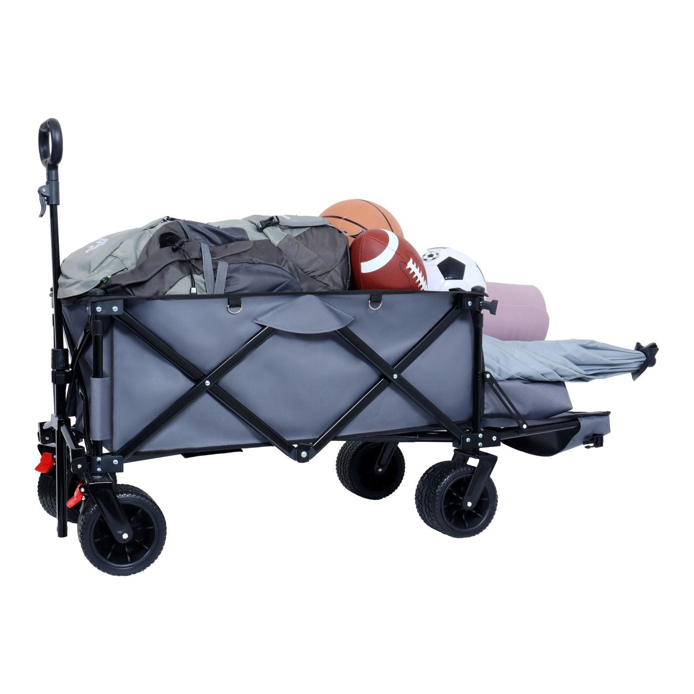 Foldable Wagon with Extended Tailgate, Extra Long Extender Wagon Cart,Beach Wagon Cart Heavy Duty 400LBS with Large All-Terrain Beach Wheels