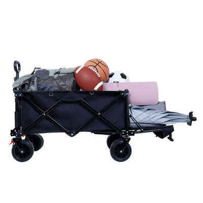 Foldable Wagon with Extended Tailgate, Extra Long Extender Wagon Cart,Beach Wagon Cart Heavy Duty 400LBS with Large All-Terrain Beach Wheels