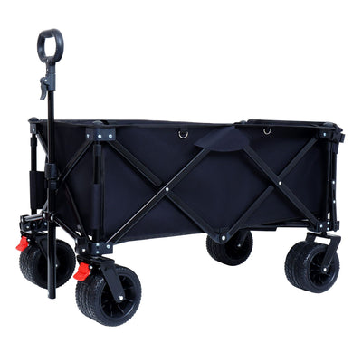 Foldable Wagon with Extended Tailgate, Extra Long Extender Wagon Cart,Beach Wagon Cart Heavy Duty 400LBS with Large All-Terrain Beach Wheels
