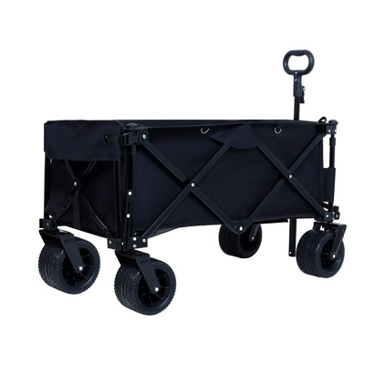 Foldable Wagon with Extended Tailgate, Extra Long Extender Wagon Cart,Beach Wagon Cart Heavy Duty 400LBS with Large All-Terrain Beach Wheels