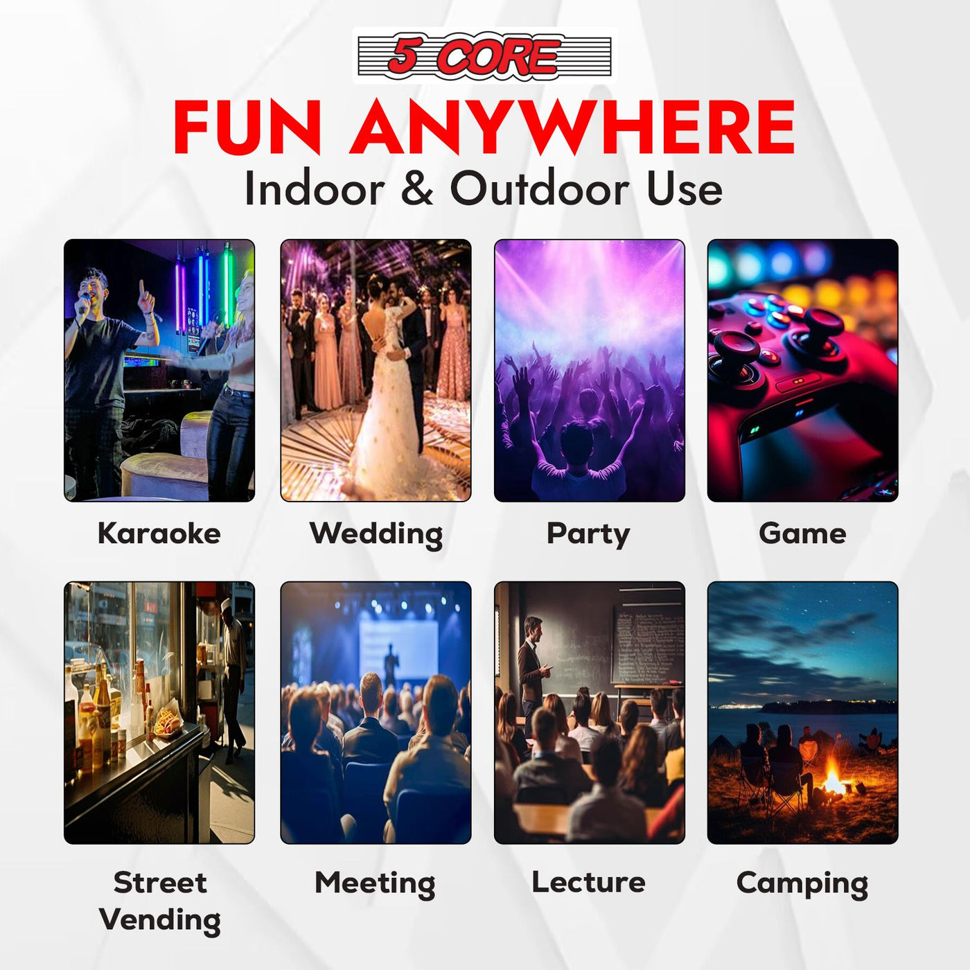 5 Core 10 inch PA Portable Bluetooth Party Speaker Karaoke Boombox + 2 Wireless Mics : ACTIVE HOME 10 2-MIC 2 PIC