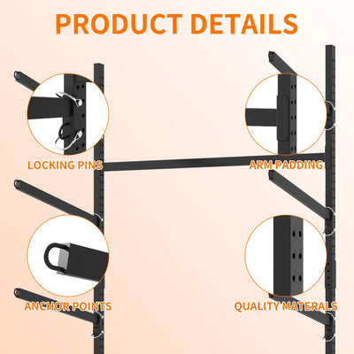 80''H Freestanding Kayak Storage Rack – Holds 4 Kayaks, Heavy-Duty Adjustable Stand with Lockable Wheels for Kayak, Canoe, SUP & Surfboard, 45.87"W*28.94"D*80"H