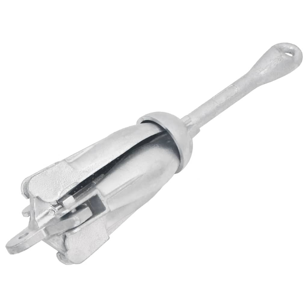 Folding Anchor with Rope Silver 3.3 lb Malleable Iron