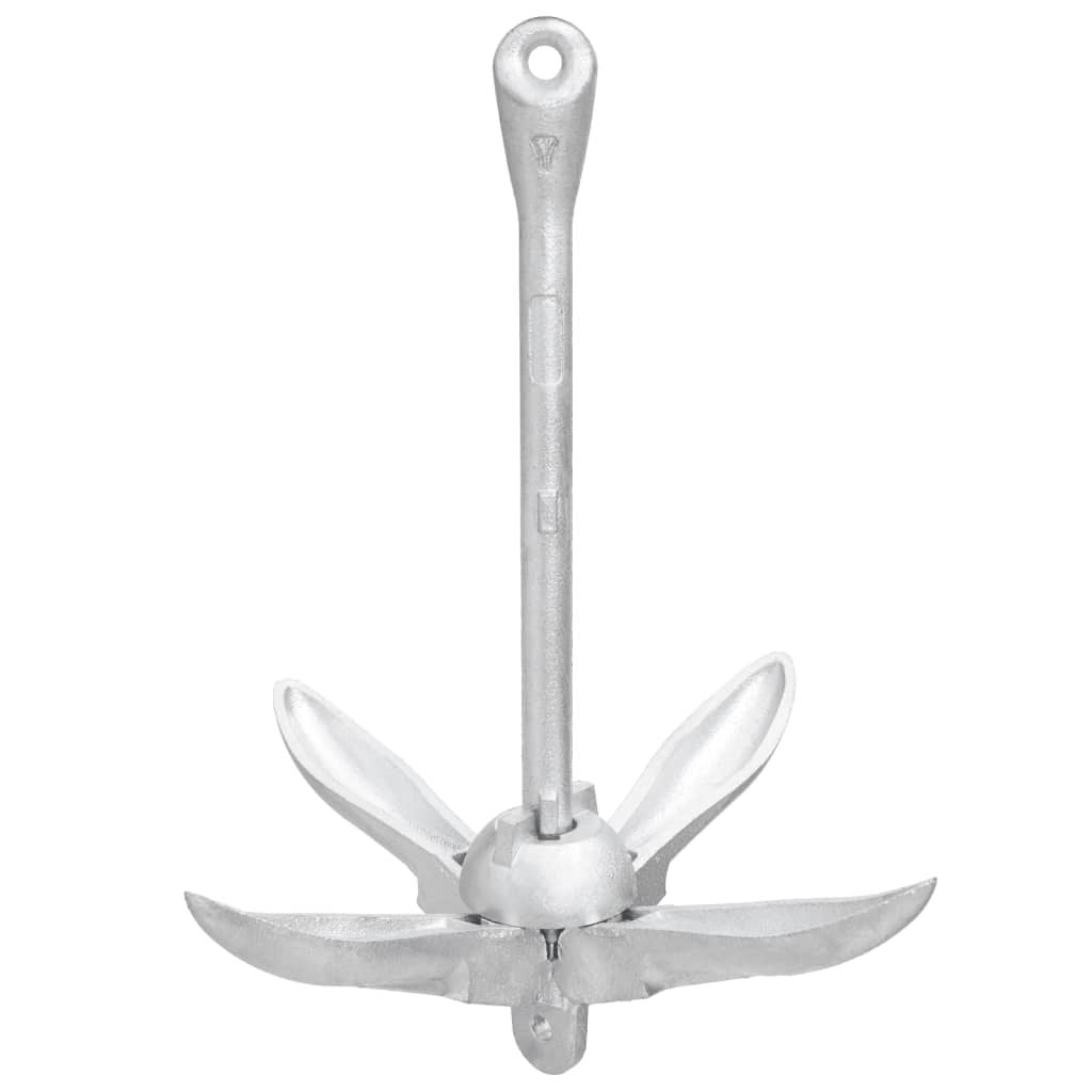 Folding Anchor Silver 5.5 lb Malleable Iron