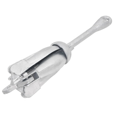 Folding Anchor with Rope Silver 5.5 lb Malleable Iron