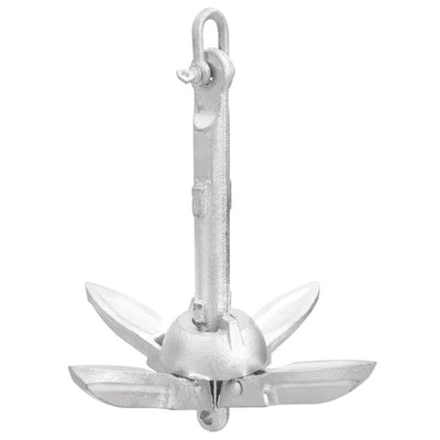 Folding Anchor with Rope Silver 1.5 lb Hot Dip Galvanized Cast Iron