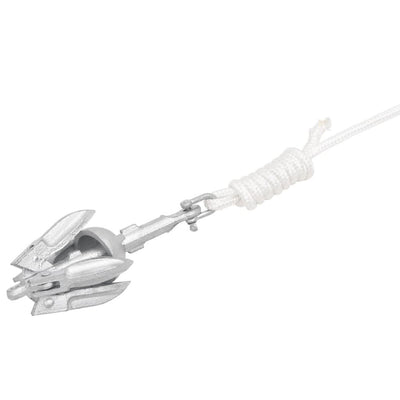 Folding Anchor with Rope Silver 1.5 lb Hot Dip Galvanized Cast Iron