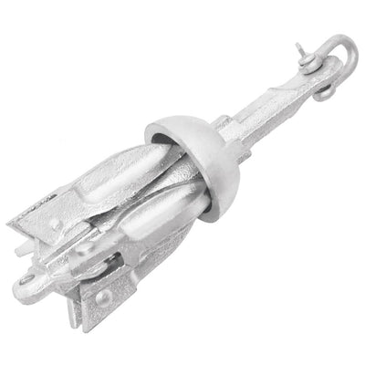 Folding Anchor with Rope Silver 1.5 lb Hot Dip Galvanized Cast Iron