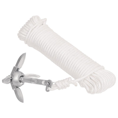 Folding Anchor with Rope Silver 1.5 lb Hot Dip Galvanized Cast Iron
