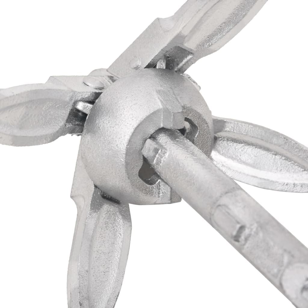 Folding Anchor with Rope Silver 1.5 lb Hot Dip Galvanized Cast Iron