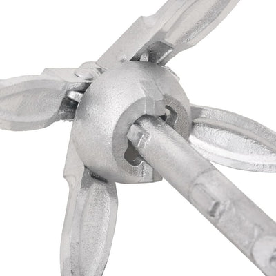 Folding Anchor with Rope Silver 1.5 lb Hot Dip Galvanized Cast Iron