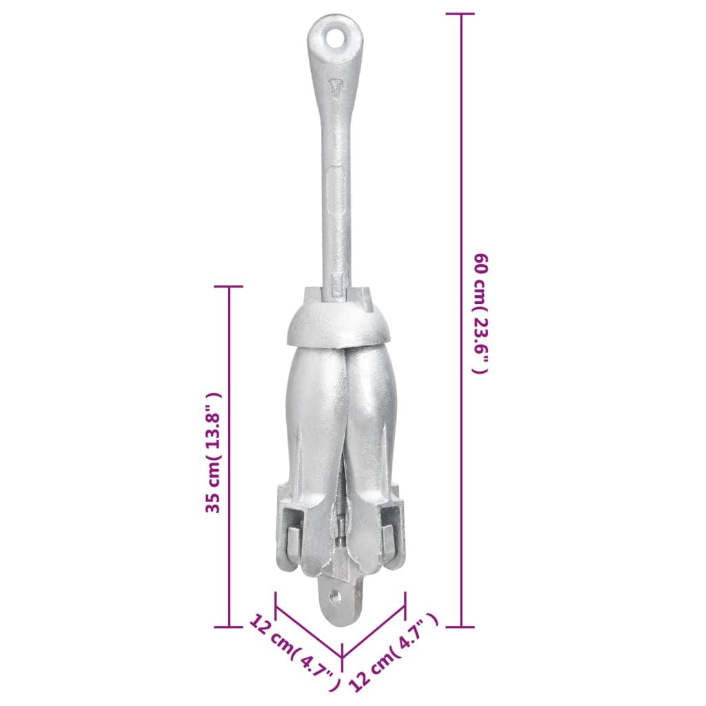Folding Anchor Silver 17.6 lb Hot Dip Galvanized Cast Iron