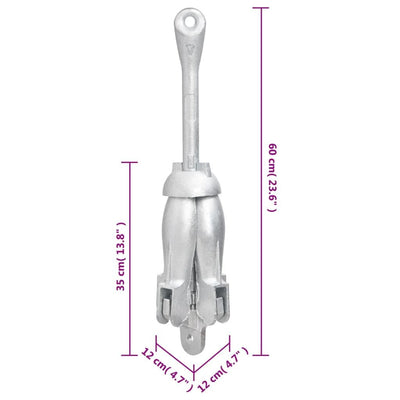 Folding Anchor Silver 17.6 lb Hot Dip Galvanized Cast Iron