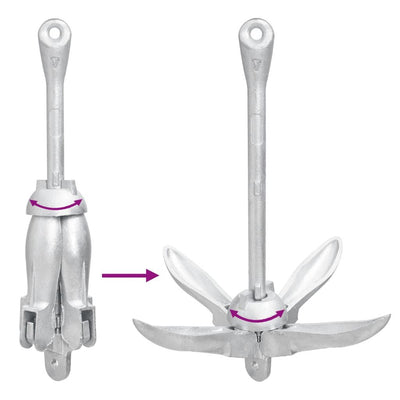 Folding Anchor Silver 17.6 lb Hot Dip Galvanized Cast Iron