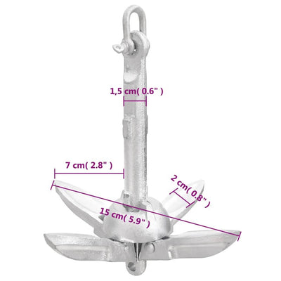 Folding Anchor Silver 1.5 lb Hot Dip Galvanized Cast Iron