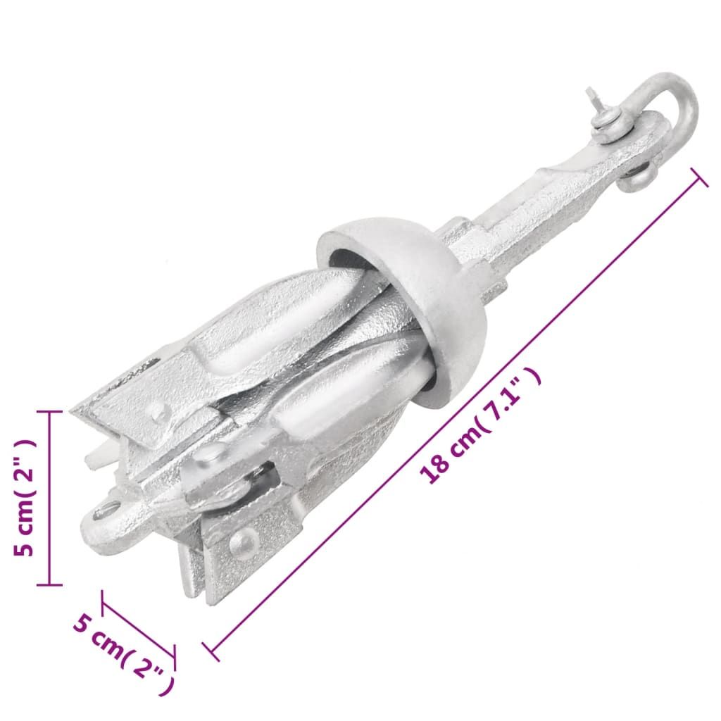 Folding Anchor Silver 1.5 lb Hot Dip Galvanized Cast Iron