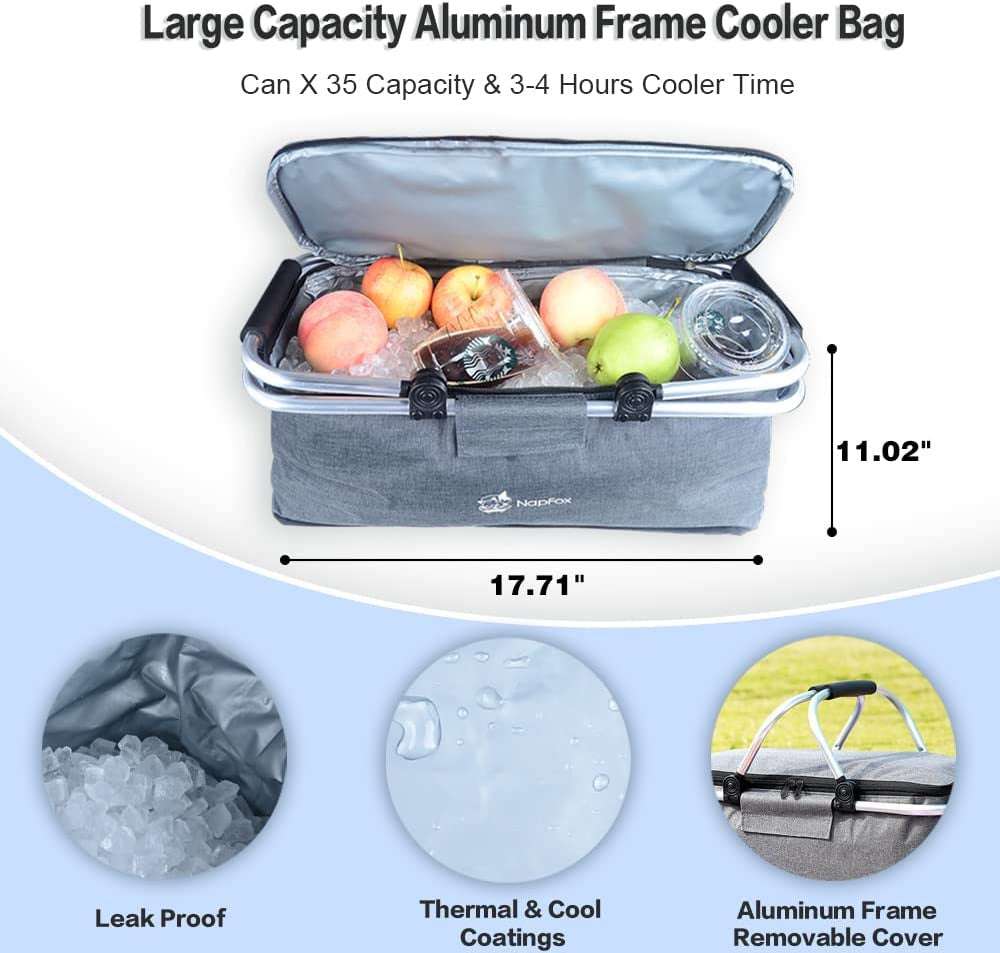 Collapsible Wagon 140L Wagons Carts Foldable with Removable Canopy, Folding Wagon Cart with Wheels for All-Terrain with Brake, Foldable Wagon with Cooler Bag, for Camping Beach Shopping