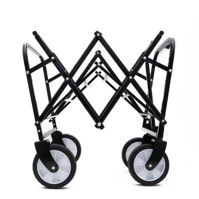 Collapsible Foldable Wagon Cart Beach Wagon Heavy Duty Utility Cart Utility Wagon Grocery Cart for for Camping Shopping Sports Gardeing Fishing Supports 225lbs ,All-Terrain Wheels black