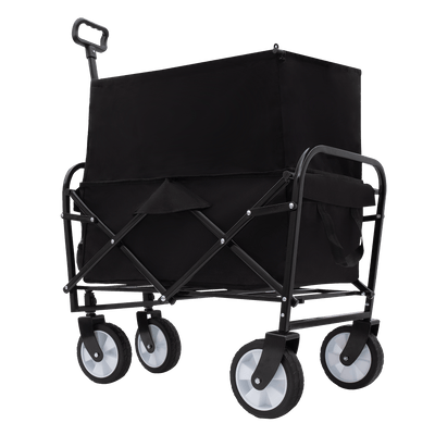 Collapsible Foldable Wagon Cart Beach Wagon Heavy Duty Utility Cart Utility Wagon Grocery Cart for for Camping Shopping Sports Gardeing Fishing Supports 225lbs ,All-Terrain Wheels black