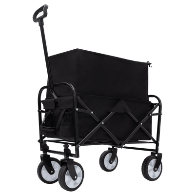 Collapsible Foldable Wagon Cart Beach Wagon Heavy Duty Utility Cart Utility Wagon Grocery Cart for for Camping Shopping Sports Gardeing Fishing Supports 225lbs ,All-Terrain Wheels black