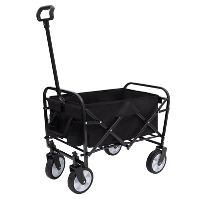 Collapsible Foldable Wagon Cart Beach Wagon Heavy Duty Utility Cart Utility Wagon Grocery Cart for for Camping Shopping Sports Gardeing Fishing Supports 225lbs ,All-Terrain Wheels black