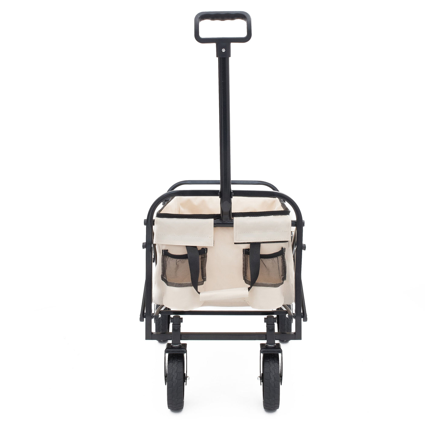 Collapsible Foldable Wagon Cart Beach Wagon Heavy Duty Utility Cart Utility Wagon Grocery Cart for for Camping Shopping Sports Gardeing Fishing Supports 225lbs All-Terrain Wheels cream