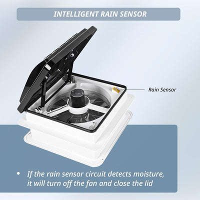 RV Roof Vent Fan 14",Continuously Variable Reversible 12V Remote Control Trailer Roof Vent Low Noise with Rain Sensor,UV Protection,Thermostat for Camper,Travel,Cargo Trailer