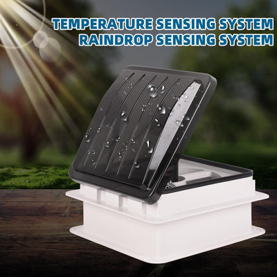 RV Roof Vent Fan 14",Continuously Variable Reversible 12V Remote Control Trailer Roof Vent Low Noise with Rain Sensor,UV Protection,Thermostat for Camper,Travel,Cargo Trailer
