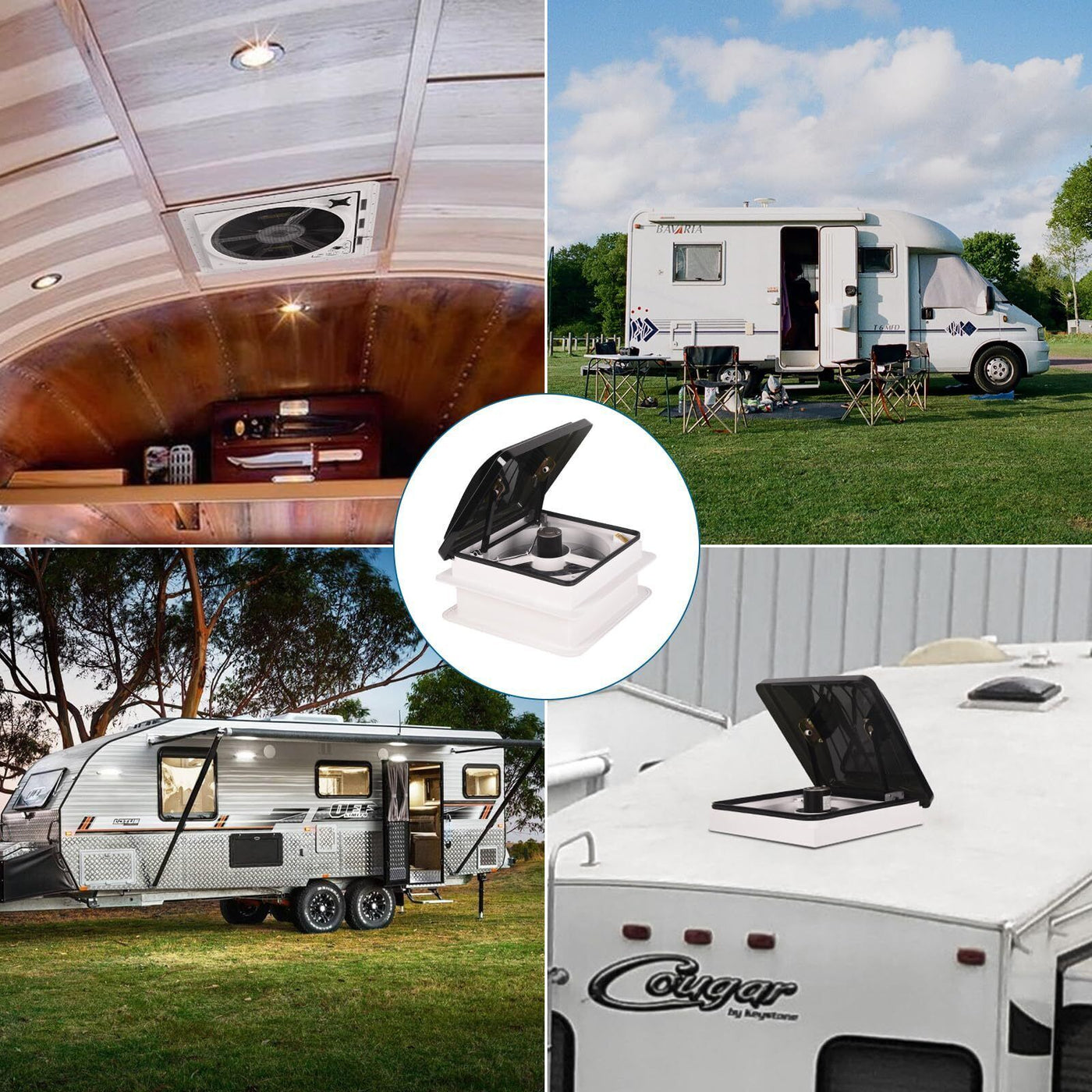 RV Roof Vent Fan 14",Continuously Variable Reversible 12V Remote Control Trailer Roof Vent Low Noise with Rain Sensor,UV Protection,Thermostat for Camper,Travel,Cargo Trailer