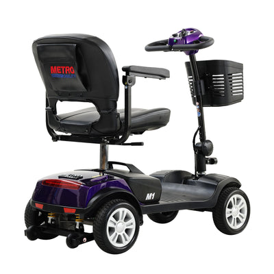 Four wheels Compact Travel Mobility Scooter with 300W Motor for Adult-300lbs, Dark Purple