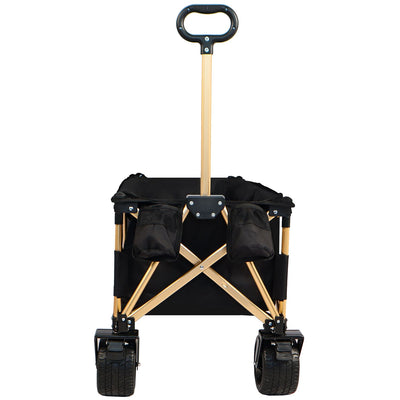 aluminum alloy folding wagon, Heavy Duty Utility Beach Wagon Cart for Sand with Big Wheels, Adjustable Handle&Drink Holders for Shopping, Camping,Garden and Outdoor