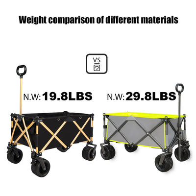 aluminum alloy folding wagon, Heavy Duty Utility Beach Wagon Cart for Sand with Big Wheels, Adjustable Handle&Drink Holders for Shopping, Camping,Garden and Outdoor