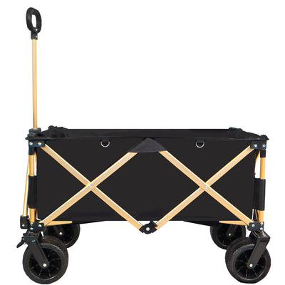 aluminum alloy folding wagon, Heavy Duty Utility Beach Wagon Cart for Sand with Big Wheels, Adjustable Handle&Drink Holders for Shopping, Camping,Garden and Outdoor