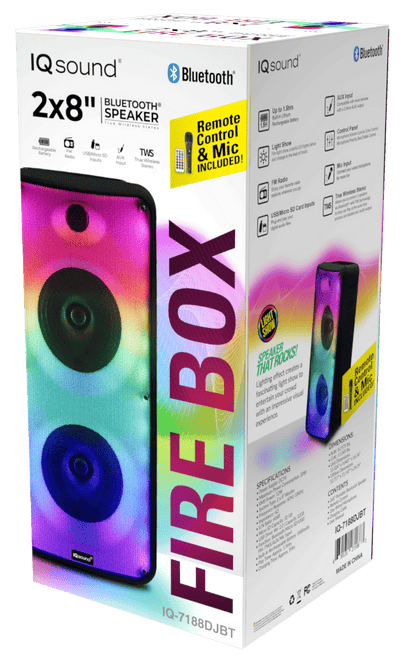 IQ Sound 2 x 8" Bluetooth Speaker Fire Box