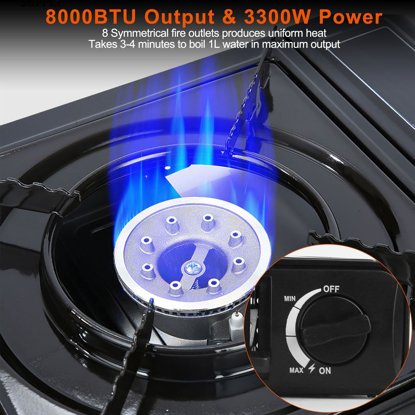3300W Portable Camping Stove Butane Canister Dual Fuel Burner Piezo Electric Ignition Single Burner with Automatic Tank Ejection Overpressure Cut Off Carry Case